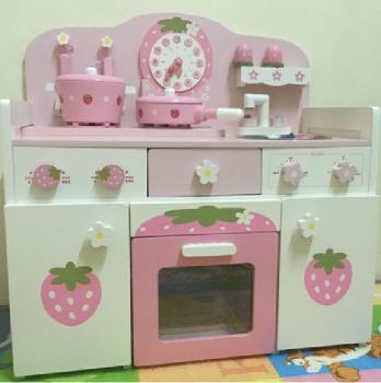 360Home Kinderküche Spielzeug Rosa Erdbeer Küche Spielküche Küchenspielzeug Holz